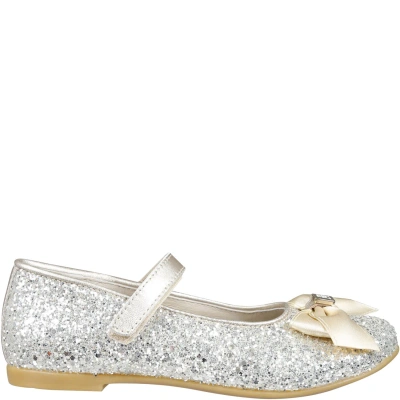 Tommy Hilfiger Kids' Gold Ballerines For Girl With Bow And Logo