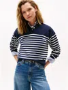 Tommy Hilfiger Striped-pattern Button Sweater In Blue
