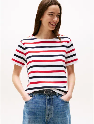 Tommy Hilfiger Gold Button In White