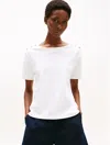 Tommy Hilfiger Gold Button In White