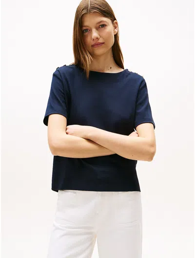 Tommy Hilfiger Gold Button In Blue