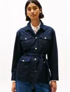 Tommy Hilfiger Gold Button Belted Utility Jacket In Dark Night Navy