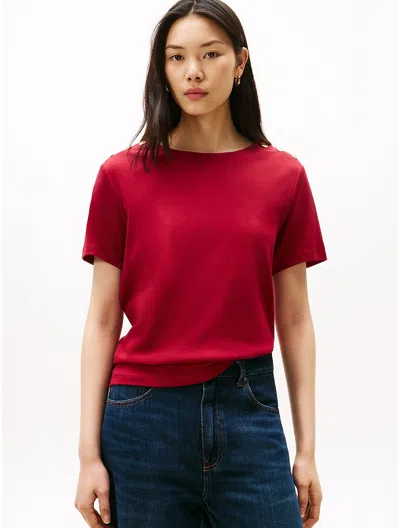 Tommy Hilfiger Gold Button In Red