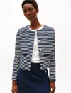 Tommy Hilfiger Gold Button Stripe Jacket In Ivory Petal / Dark Night Navy Stripe