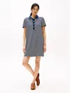 Tommy Hilfiger Gold Button Stripe Polo Dress In Ivory Petal / Dark Night Navy Stripe