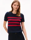 Tommy Hilfiger Gold Button Textured Knit Sweater In Navy Multi