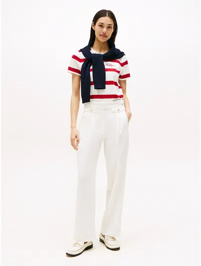 Tommy Hilfiger Gold Button Wide In Sand