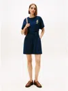 Tommy Hilfiger Gold Crest Logo Belted T In Blue