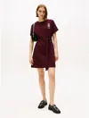 Tommy Hilfiger Gold Crest Logo Belted T In Burgundy