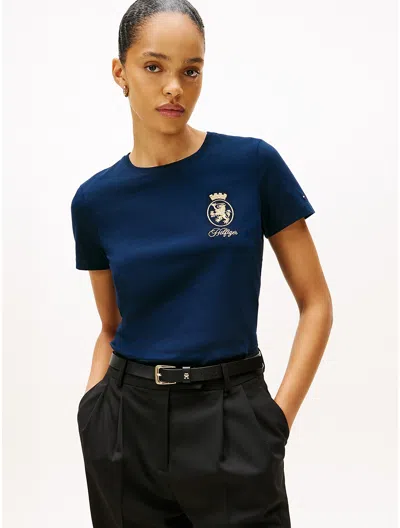Tommy Hilfiger Gold Crest Logo T In Blue