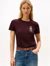 Tommy Hilfiger Gold Crest Logo T In Burgundy