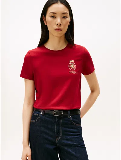 Tommy Hilfiger Gold Crest Logo T In Red