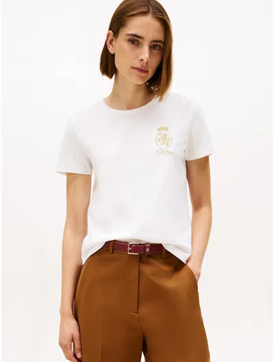 Tommy Hilfiger Gold Crest Logo T In White