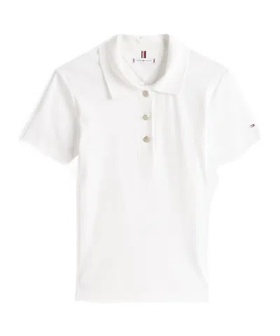 Tommy Hilfiger Gold-tone Button Slim Polo Shirt In White