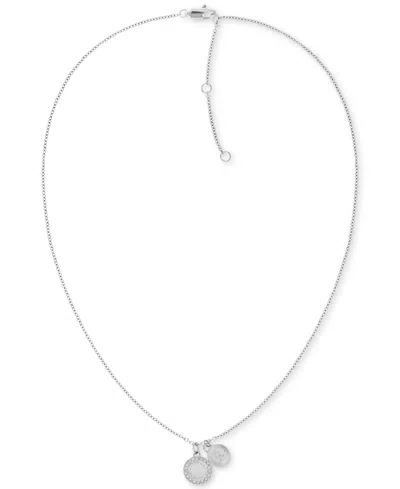 Tommy Hilfiger Gold-tone Circle Crystal Pendant Necklace, 16" + 2" Extender In Silver