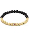 Tommy Hilfiger Gold-tone Colored Beaded Bracelet In Black,gold
