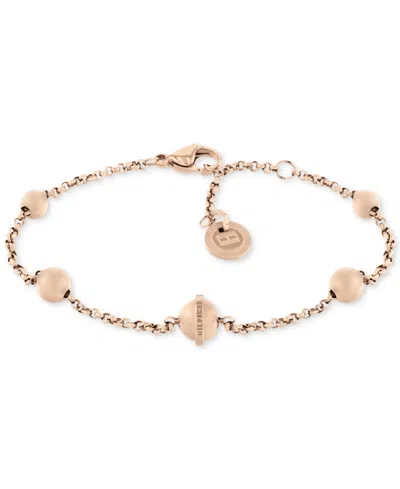 Tommy Hilfiger Gold-tone Stainless Steel Orb Station Bracelet In Carnation