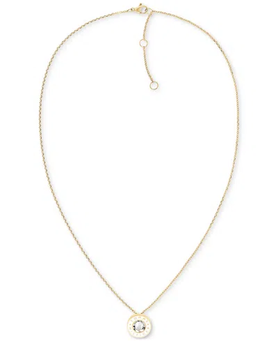 Tommy Hilfiger Gold-tone White Stone Pendant Necklace, 18" + 2" Extender