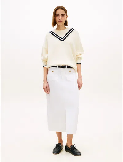 Tommy Hilfiger Stripe-detail Sweater In White