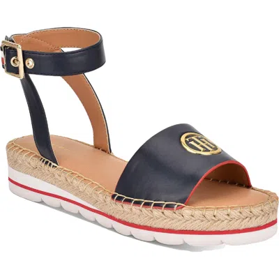 Tommy Hilfiger Goni Womens Faux Leather Strappy Espadrilles In Black