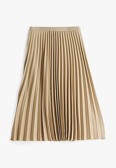 Tommy Hilfiger Gonna Fluid Pleated Pull On Midi Skirt In Beige