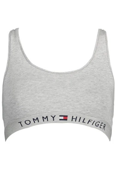 Tommy Hilfiger Logo-print Racerback Sports-bra In Gray