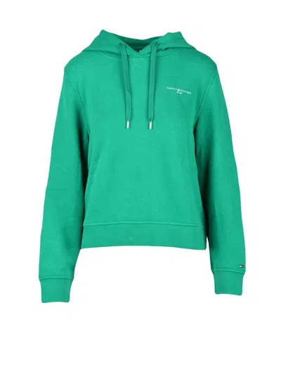 Tommy Hilfiger Green Cropped Hooded Sweatshirt