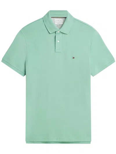 Tommy Hilfiger Mint Short-sleeved Polo Shirt With Logo In Mint Gel