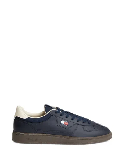 Tommy Hilfiger Greenwich Perforated Logo-patch Sneakers In Blue