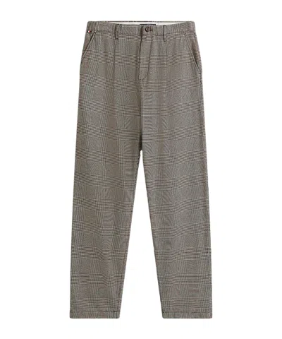 Tommy Hilfiger Greenwich Straight Check Pleated Trousers In Brown