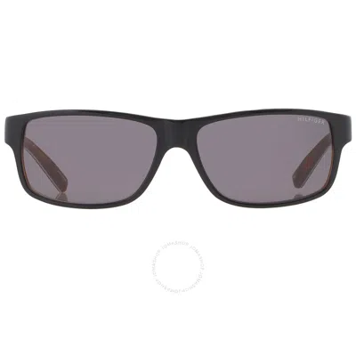 Tommy Hilfiger Grey Rectangular Men's Sunglasses Th 1042/n/s 0uno/y1 57 In Black