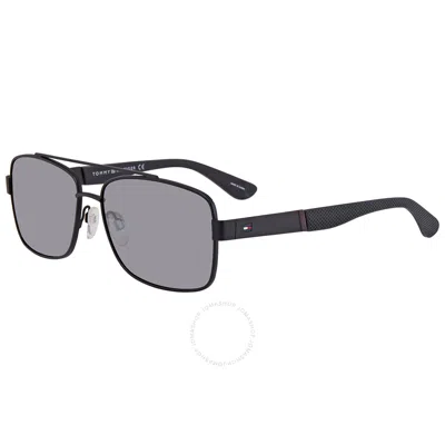 Tommy Hilfiger Grey Silver Mirror Navigator Men's Sunglasses Th 1521/s 0bsc/t4 59 In Black