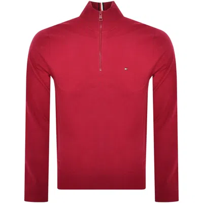 Tommy Hilfiger Half Zip Sweatshirt Burgundy In Red