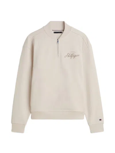 Tommy Hilfiger Half-zip Sweatshirt In Neutral