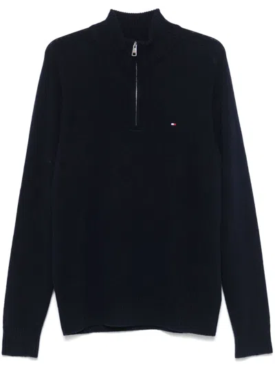 Tommy Hilfiger Half-zip Wool Sweater In Blue