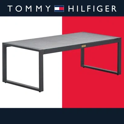 Tommy Hilfiger Hampton Outdoor Coffee Table With Natural Gray Pebbled Glass