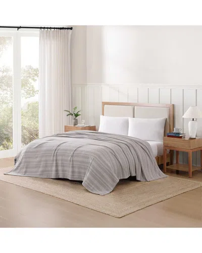 Tommy Hilfiger Harbor Stripe Cotton Blanket In Gray