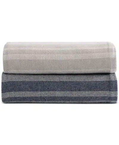 Tommy Hilfiger Harbor Stripe Cotton Yarn Dyed Blanket In Blue
