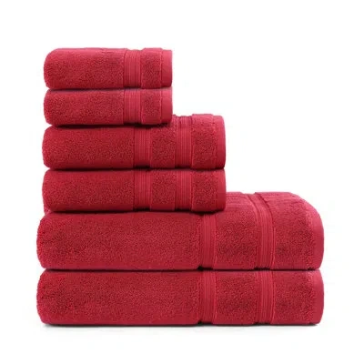 Tommy Hilfiger Harborside Cotton 6 Piece Towel Set In Red