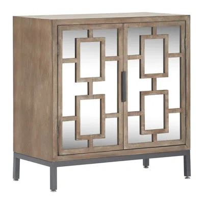 Tommy Hilfiger Hayworth Accent Storage Cabinet With Mirrored Doors In Ash