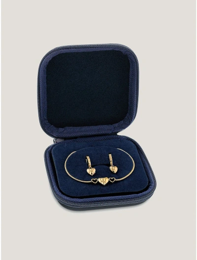 Tommy Hilfiger Heart Bracelet And Earring Gift Set In Carnation Gold