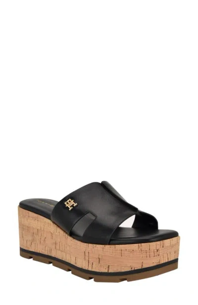 Tommy Hilfiger Heliena Platform Wedge Slide Sandal In Multi