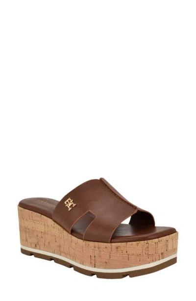 Tommy Hilfiger Heliena Platform Wedge Slide Sandal In Multi