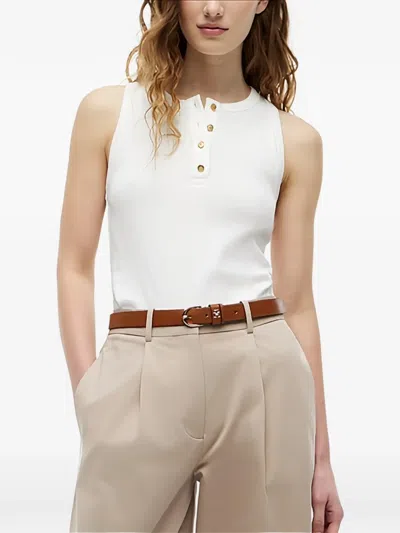 Tommy Hilfiger Henley Gold-button Top In White