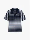 Tommy Hilfiger 1985 Regular Pique Stripe Womens Polo In Navy/ecru