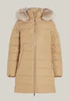 Tommy Hilfiger Heritage Down Tyra Coat With Fur Jacket In Beige