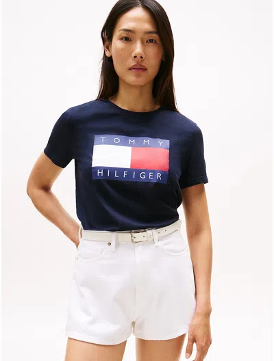 Tommy Hilfiger Heritage Flag Logo T In Blue