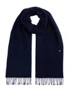 Tommy Hilfiger Herringbone-fringed Scarf In Blue