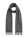 Tommy Hilfiger Herringbone-pattern Fringed Scarf In Gray