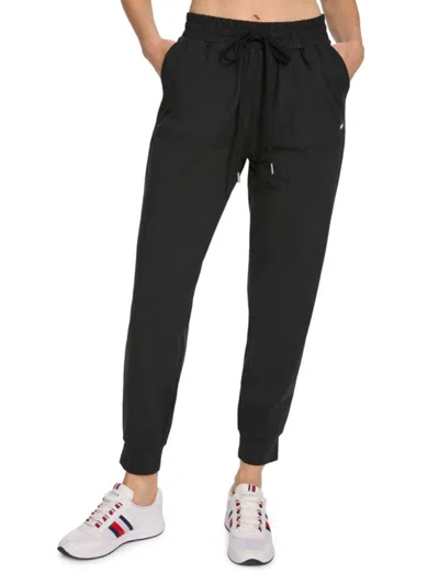 Tommy Hilfiger High Rise Drawstring Sweatpants In Black